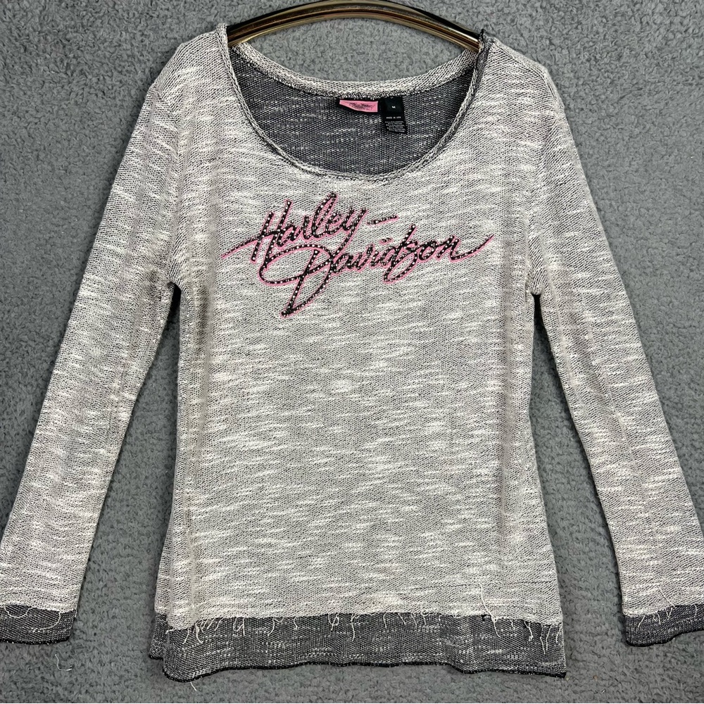 Harley Davidson Official Womens Sweater Top Medium Relaxed Fit Soft Scoop Neck